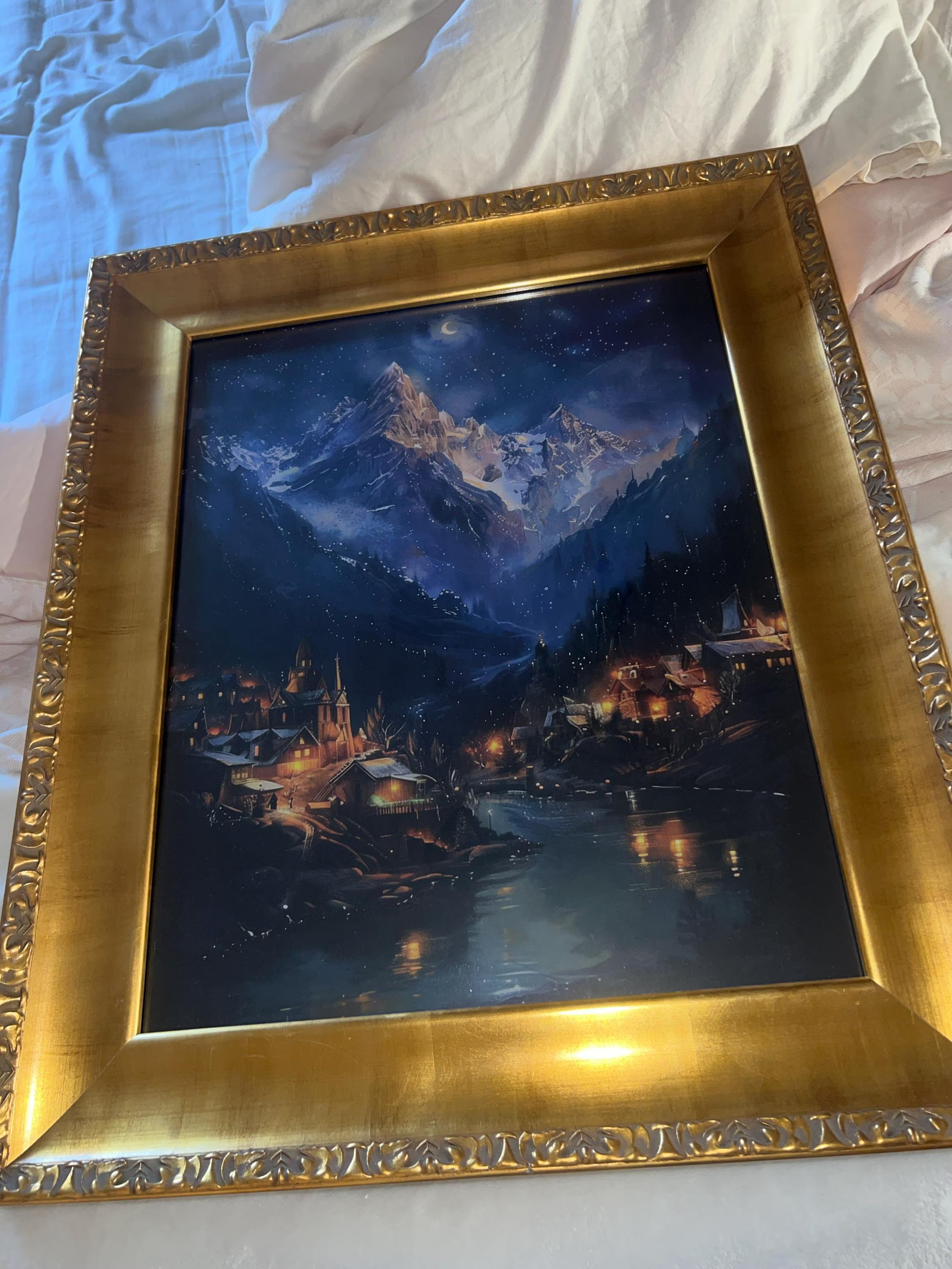 Magical Mountain Village Night Painting — photo from Sophia