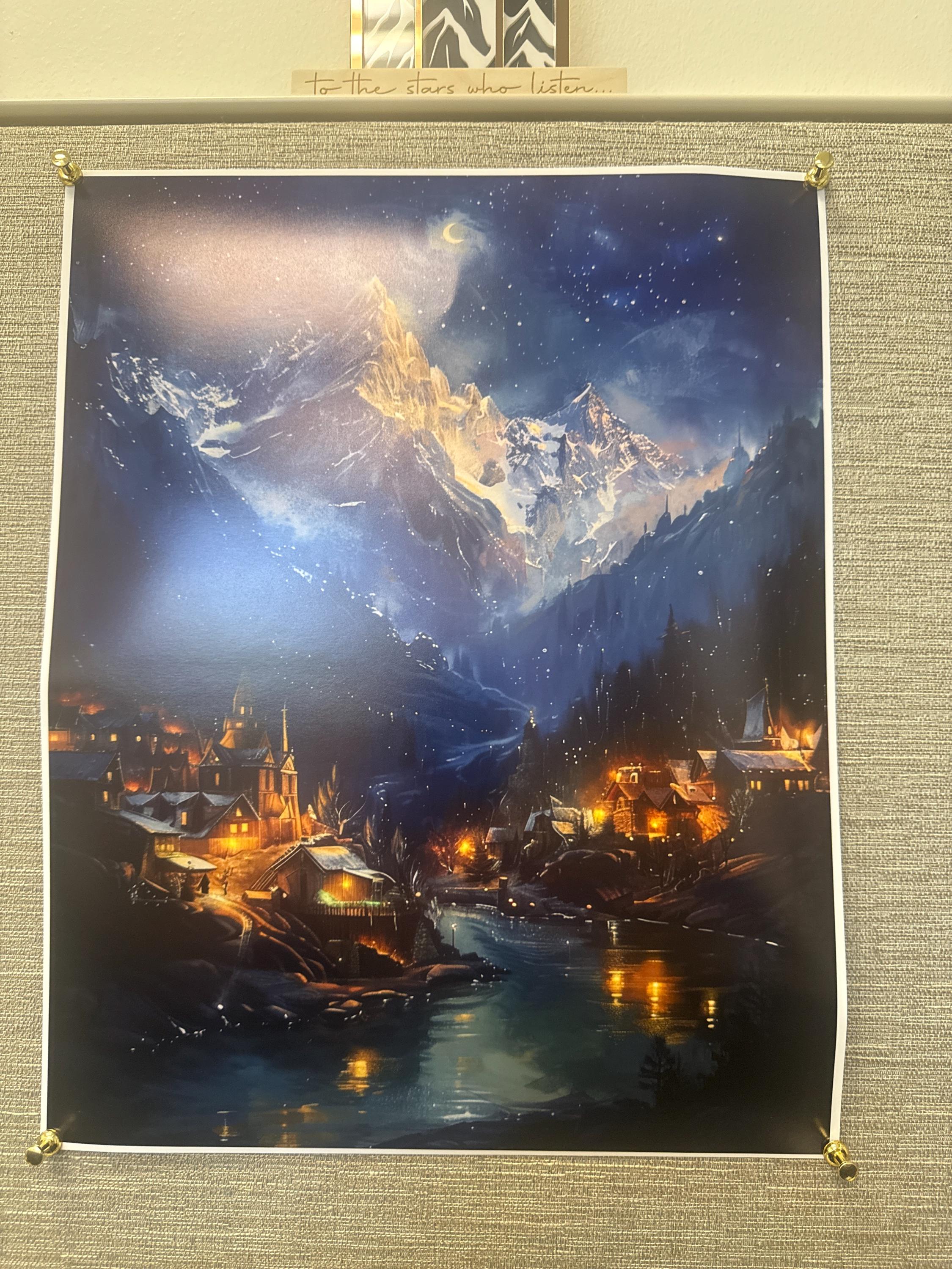 Magical Mountain Village Night Painting — photo from Vanessa