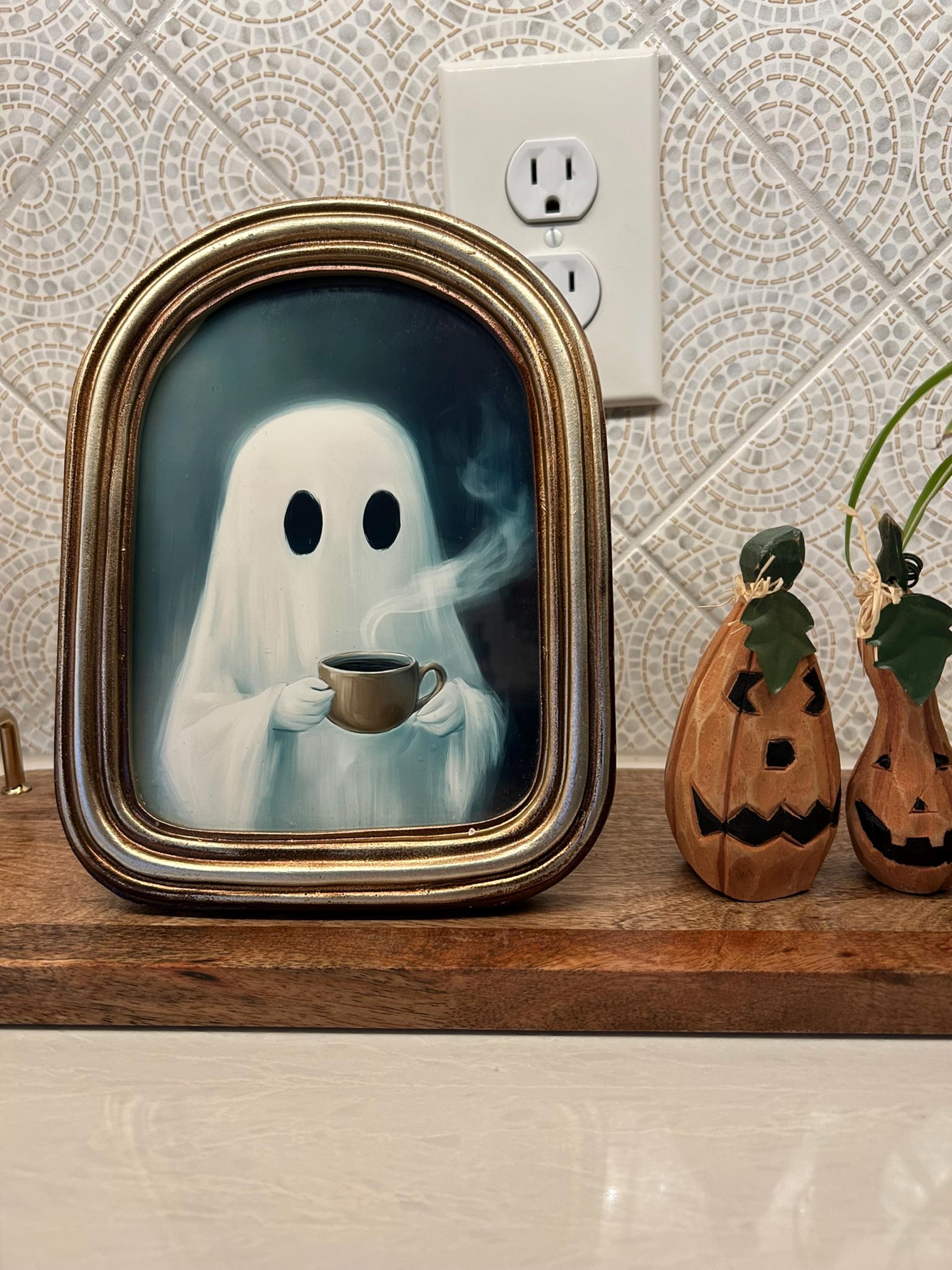 Cute Ghost Drinking Coffee — photo from Beth