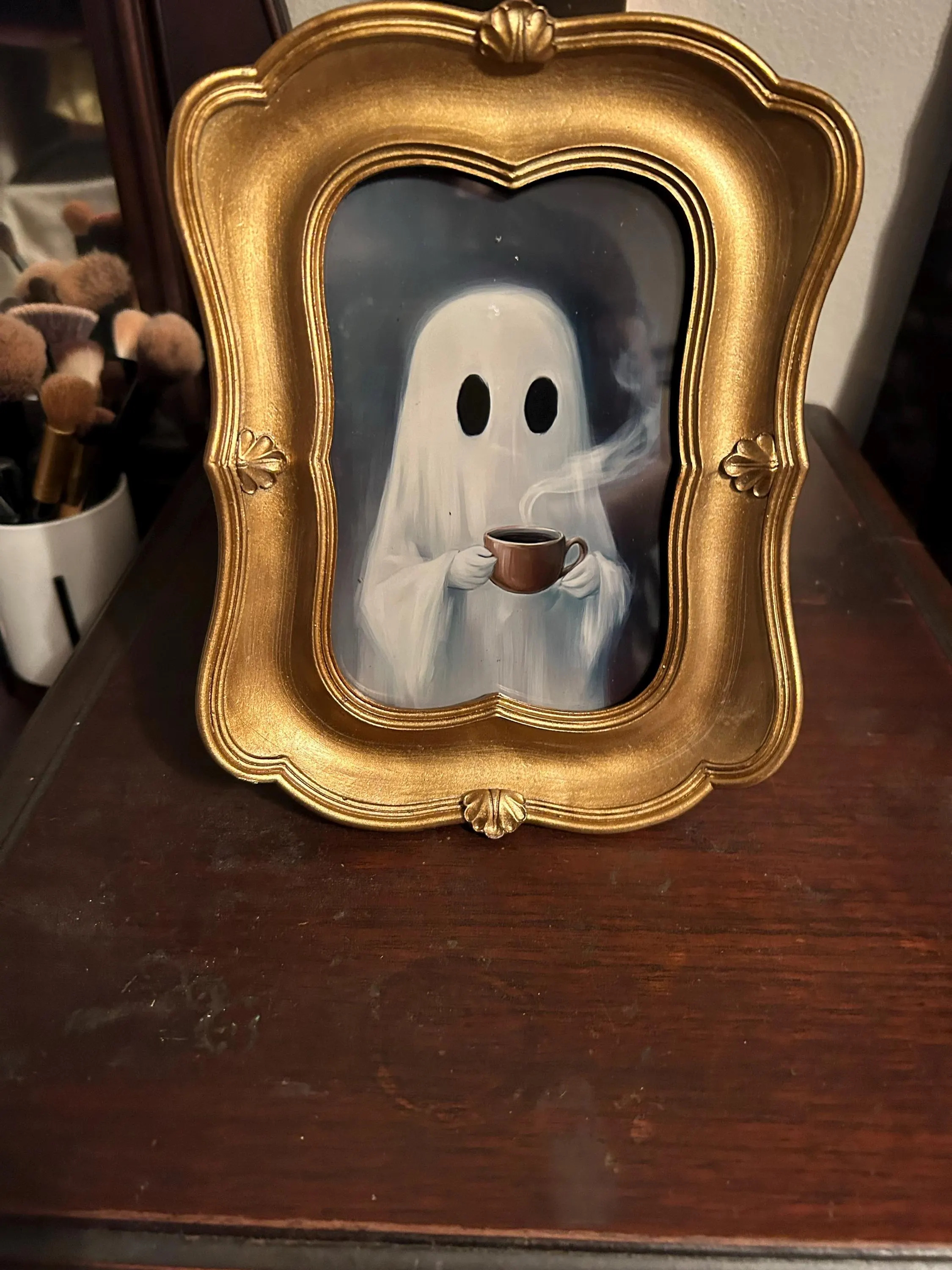 Cute Ghost Drinking Coffee — photo from Mandy
