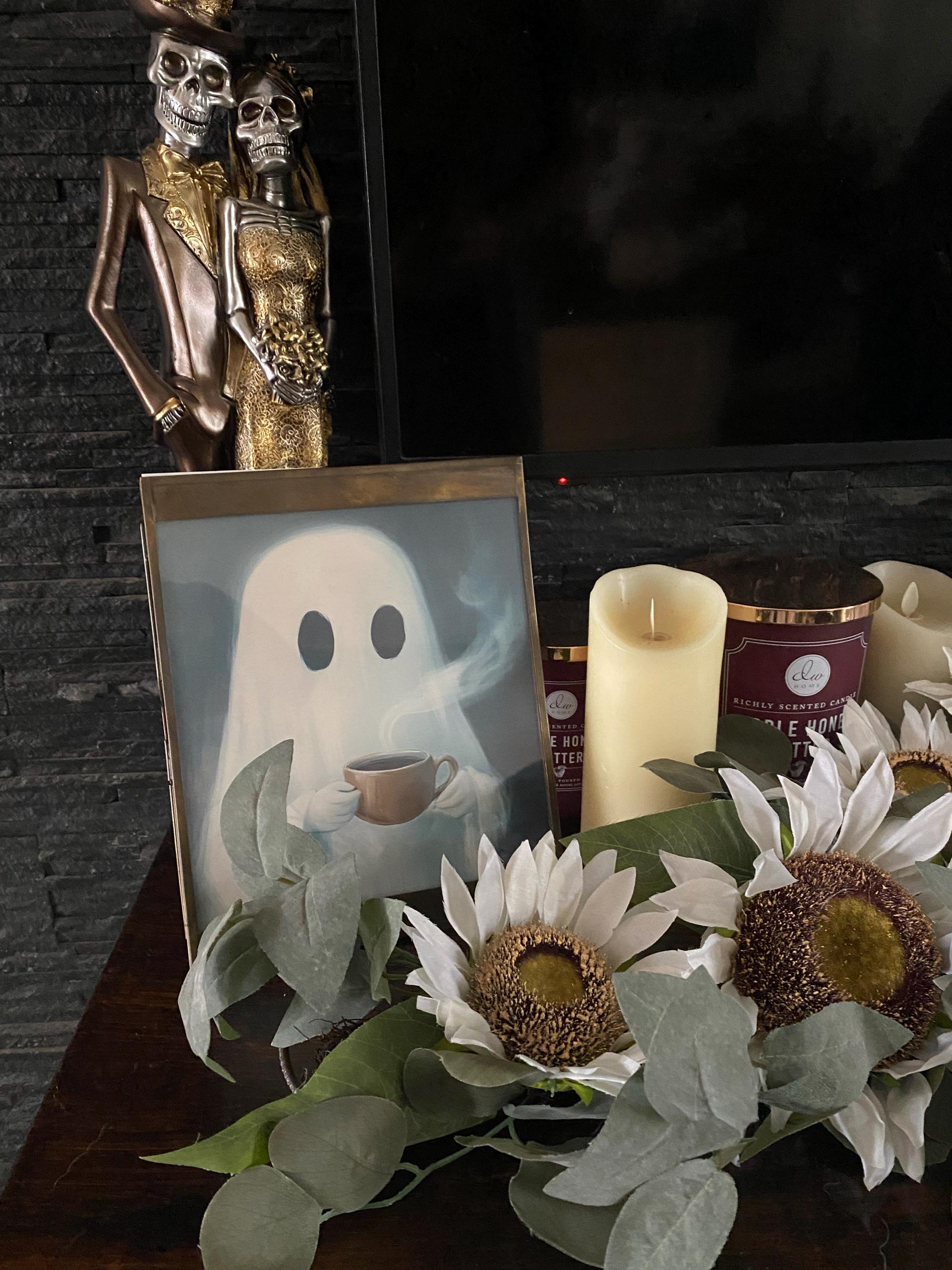 Cute Ghost Drinking Coffee — photo from Natalie