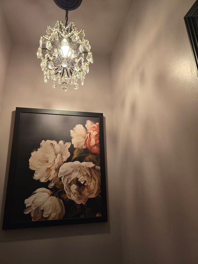 White Peony Dark Background Painting — photo from August