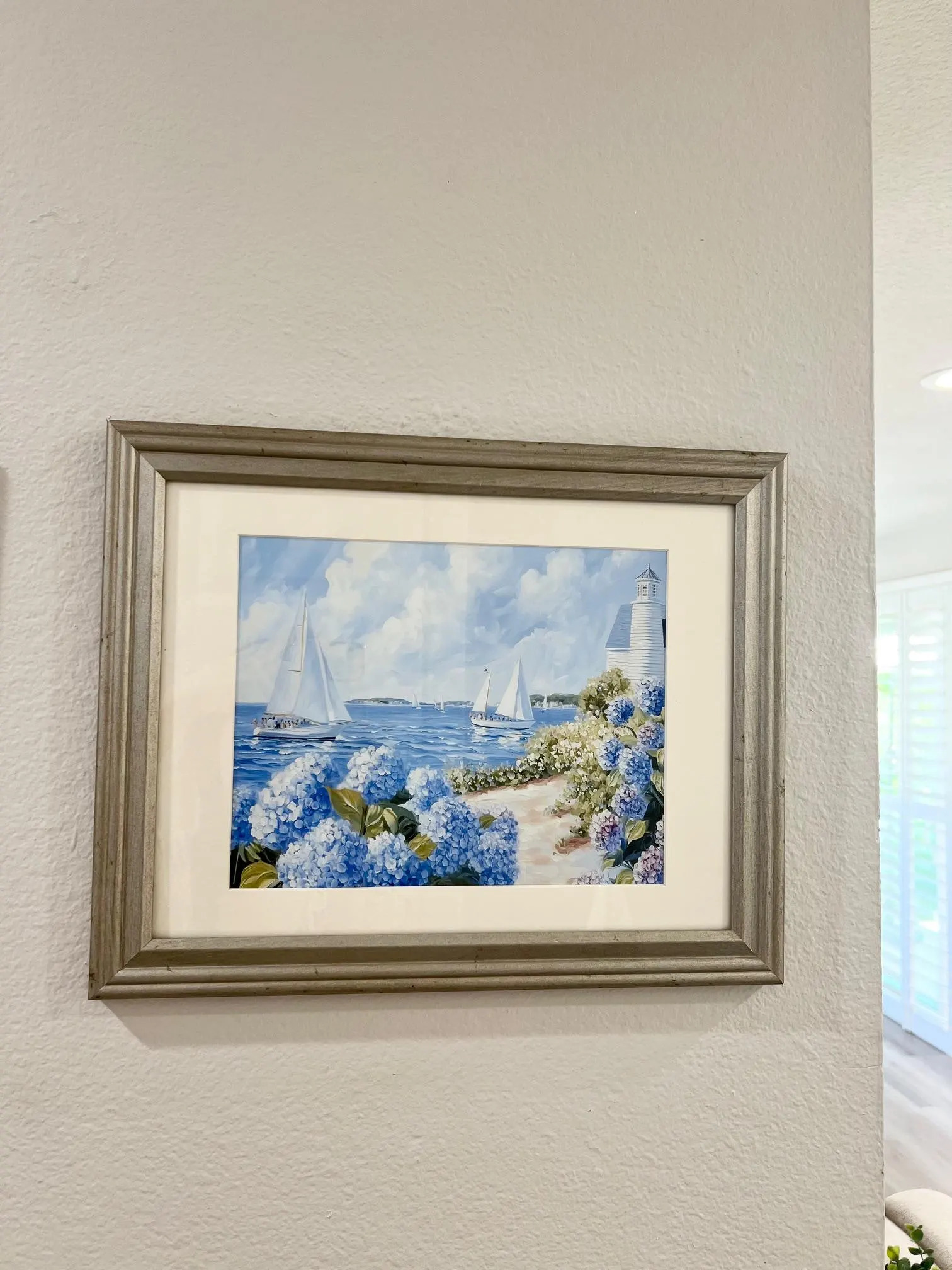 Blue Purple Hydrangea Garden Path with Sailboats — photo from Adriana